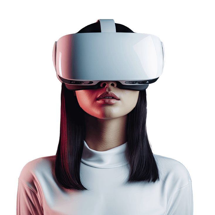 A girl in a virtual reality headset