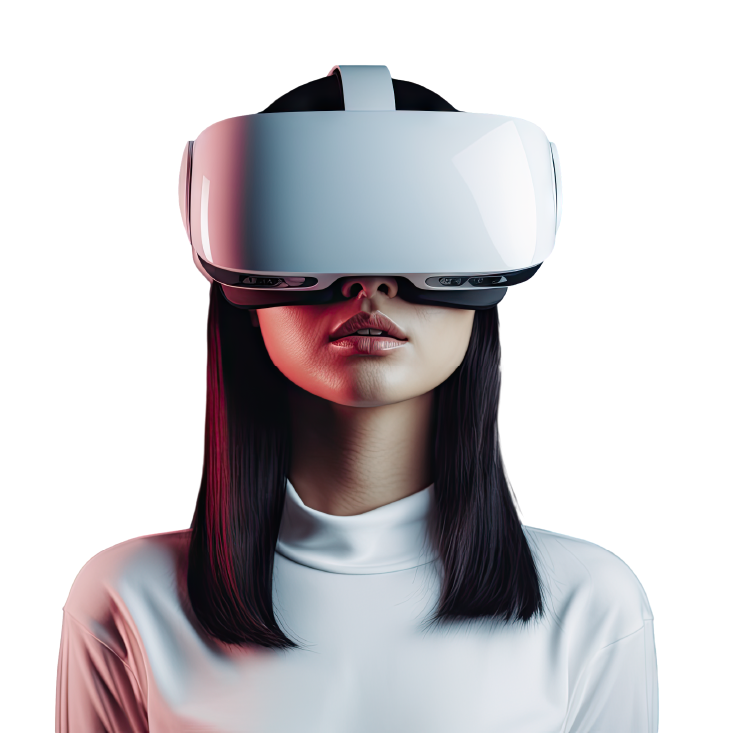 A girl in a virtual reality headset